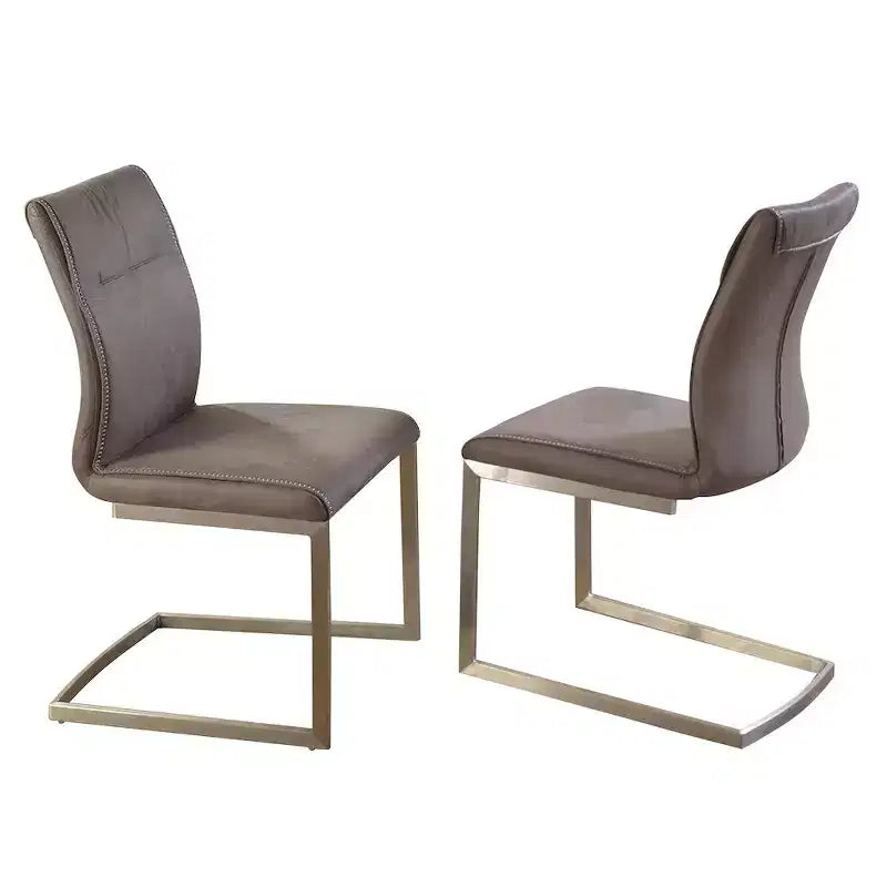 Chintaly Imports Contemporary Cantilever Side Chair Highlight Stitching - Set of 2