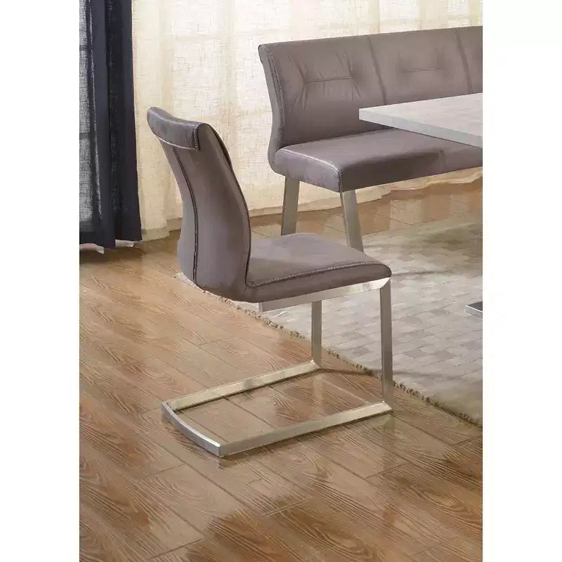 Chintaly Imports Contemporary Cantilever Side Chair Highlight Stitching - Set of 2