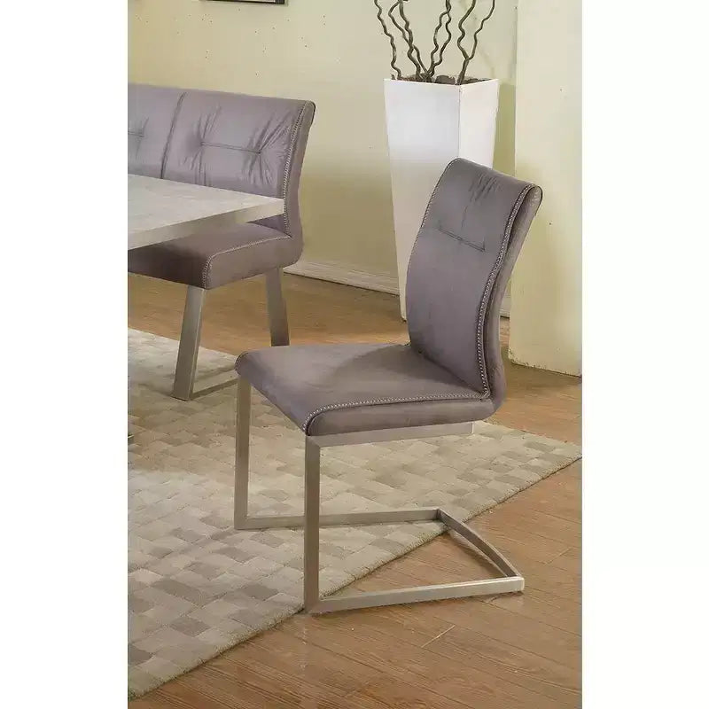 Chintaly Imports Contemporary Cantilever Side Chair Highlight Stitching - Set of 2
