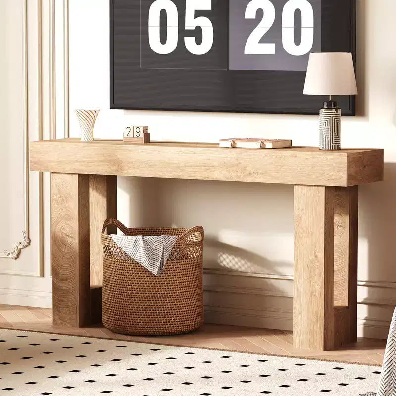 63-Inch Long Console Table - Sofa Table Behind The Couch Farmhouse Wooden Rectangular Table for Entrance Hallway Living Room