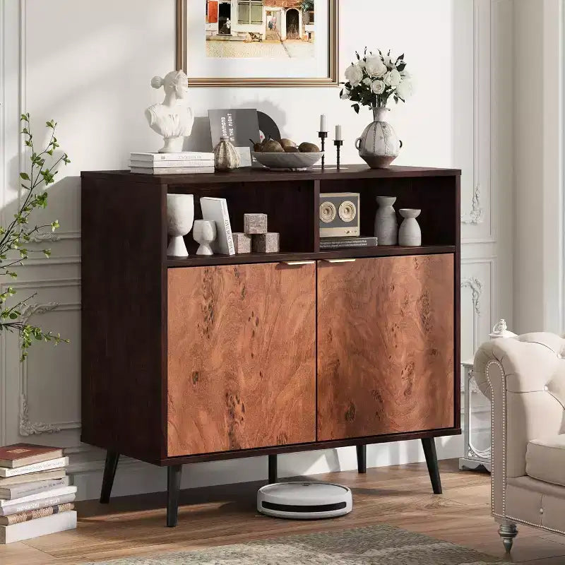 31.5 Buffet Cabinet - Sideboard w/ Drawers Shelves & Doors Coffee Station & Robot Vacuum Friendly