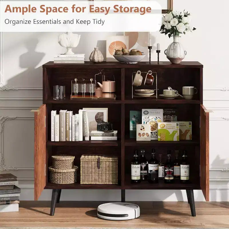 31.5 Buffet Cabinet - Sideboard w/ Drawers Shelves & Doors Coffee Station & Robot Vacuum Friendly