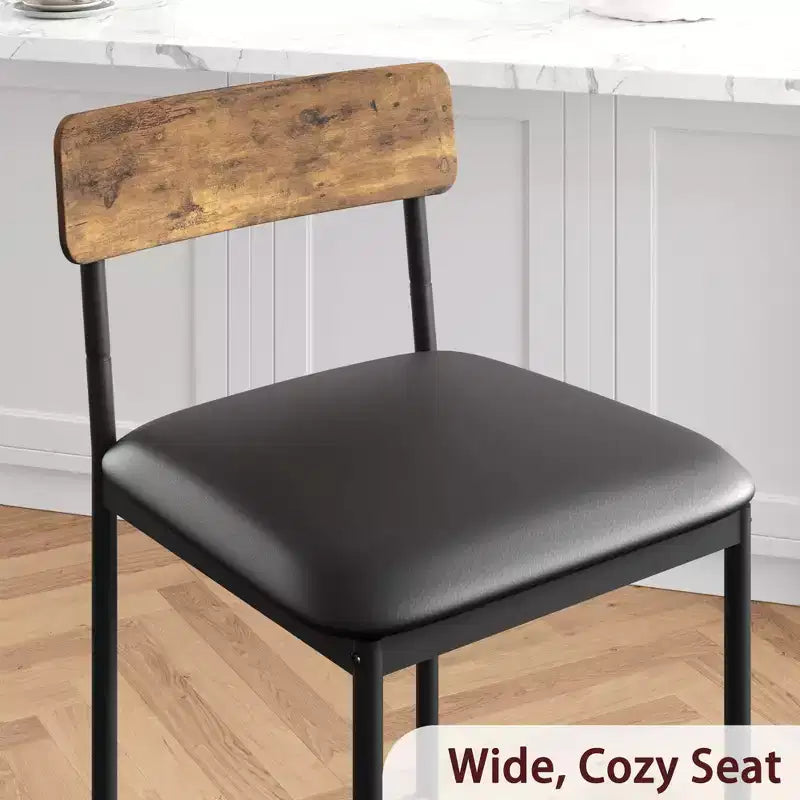 Bar Stools Set of 2 Kitchen Bar Stools with Footrest 25.5 Inches Upholstered Bar Chairs with Back 2 Counter Height Barstools for Counter Bar