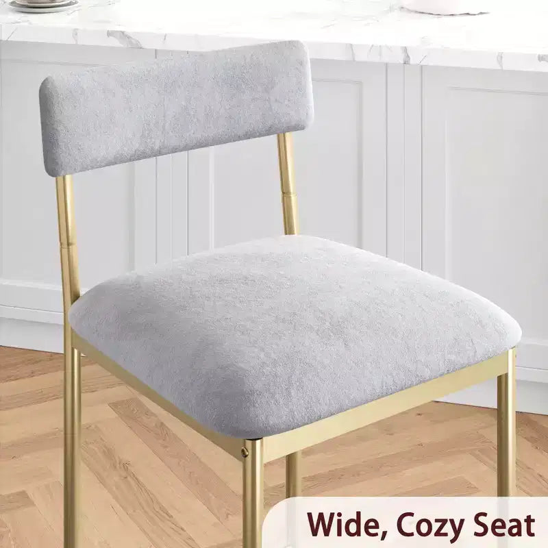 Bar Stools Set of 2 Kitchen Bar Stools with Footrest 25.5 Inches Upholstered Bar Chairs with Back 2 Counter Height Barstools for Counter Bar