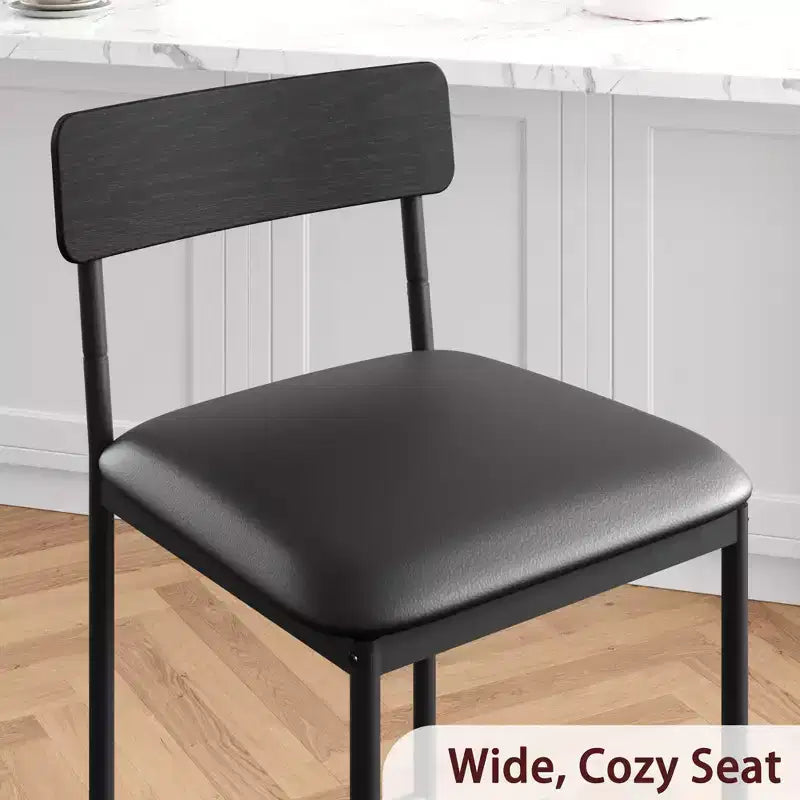 Bar Stools Set of 2 Kitchen Bar Stools with Footrest 25.5 Inches Upholstered Bar Chairs with Back 2 Counter Height Barstools for Counter Bar