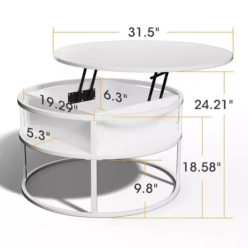Coffee Table with Lift Top and Hidden Storage Round Center Table for Living Room