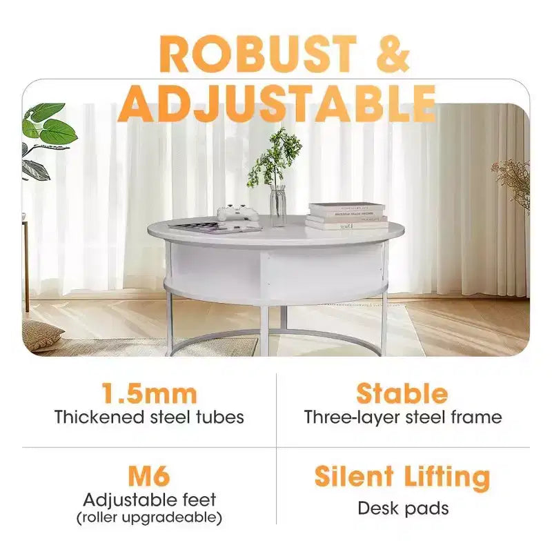 Coffee Table with Lift Top and Hidden Storage Round Center Table for Living Room