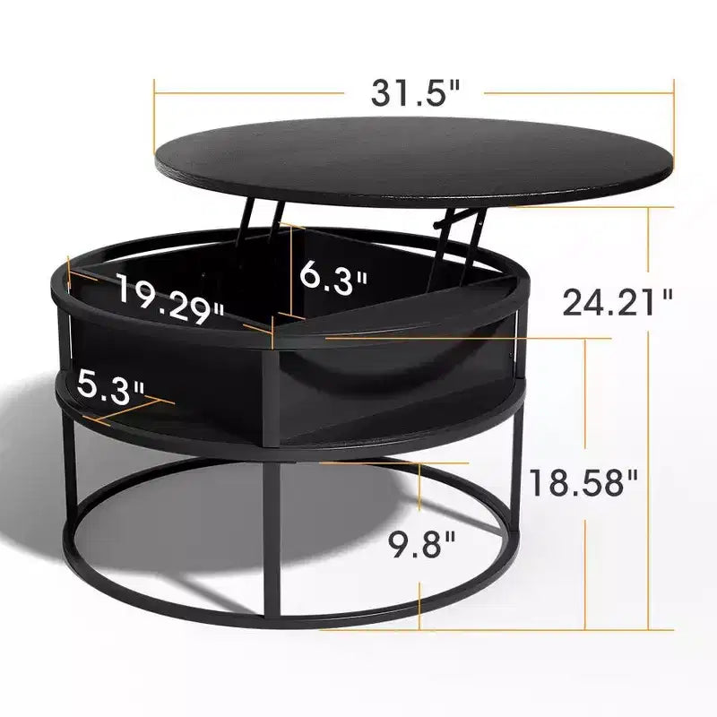 Coffee Table with Lift Top and Hidden Storage Round Center Table for Living Room