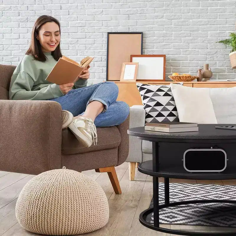 Coffee Table with Lift Top and Hidden Storage Round Center Table for Living Room