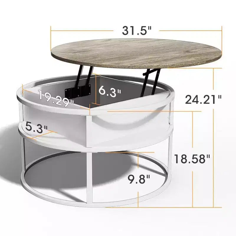 Coffee Table with Lift Top and Hidden Storage Round Center Table for Living Room