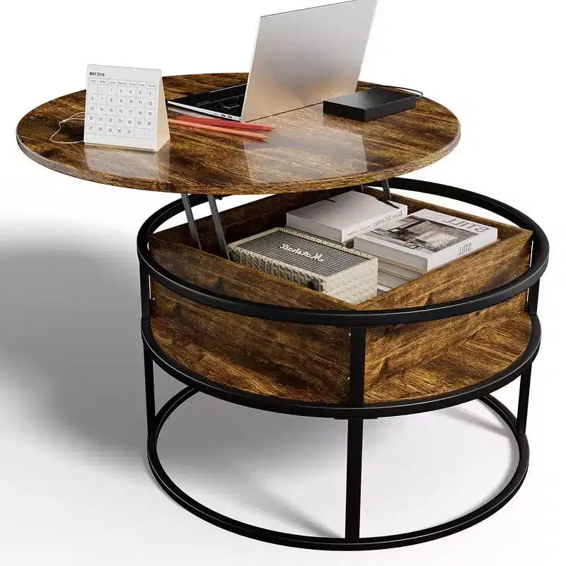 Coffee Table with Lift Top and Hidden Storage Round Center Table for Living Room