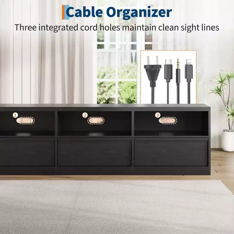 70 Inch TV Stand for 80 TVs Mid Century Modern Storage Drawer with Open Shelves Wood Media Console Cabinet for Living Room/Bedroom Vintage