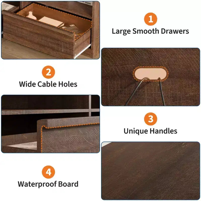 70 Inch TV Stand for 80 TVs Mid Century Modern Storage Drawer with Open Shelves Wood Media Console Cabinet for Living Room/Bedroom Vintage
