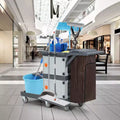 Commercial Janitorial Cart 3-Shelf Housekeeping Cart with Storage Cabinets and Laundry Bag