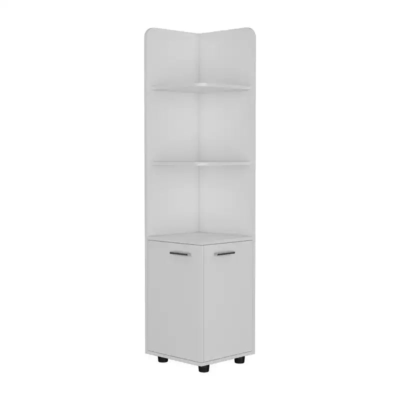 Bathroom Floor Storage Cabinet Tall Bathroom Storage Unit with 2-Door Base Cabinet 3 Tier Open Shelves