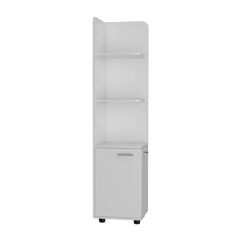 Bathroom Floor Storage Cabinet Tall Bathroom Storage Unit with 2-Door Base Cabinet 3 Tier Open Shelves