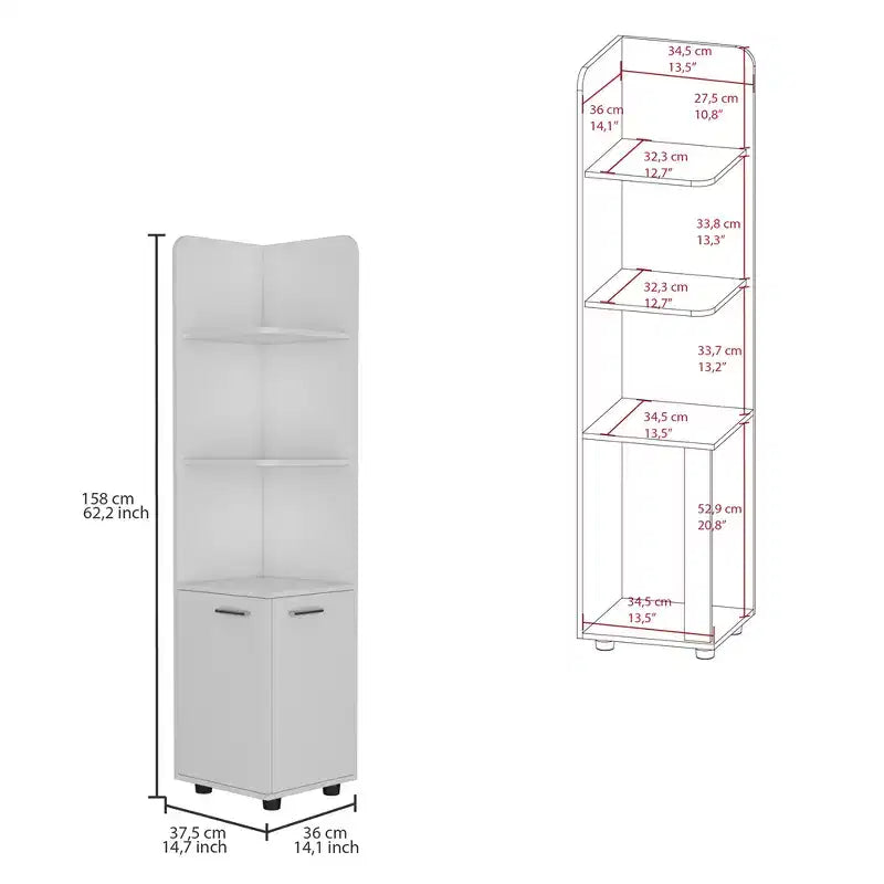 Bathroom Floor Storage Cabinet Tall Bathroom Storage Unit with 2-Door Base Cabinet 3 Tier Open Shelves
