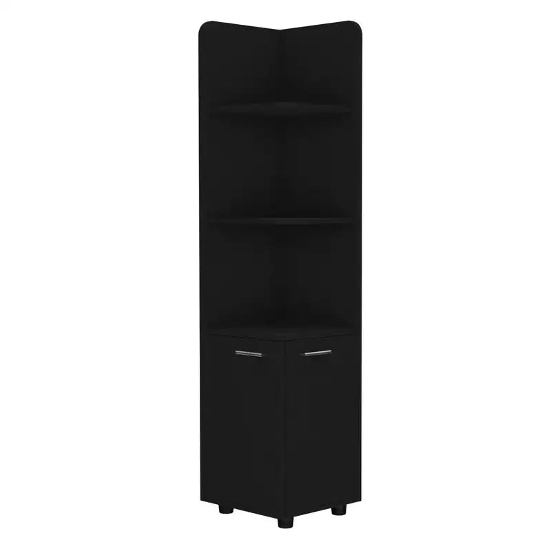 Bathroom Floor Storage Cabinet Tall Bathroom Storage Unit with 2-Door Base Cabinet 3 Tier Open Shelves