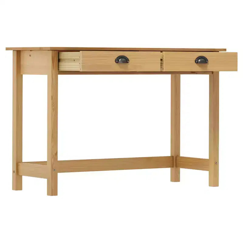 Console Table Honey Brown Solid Pine Wood Compact Drawers