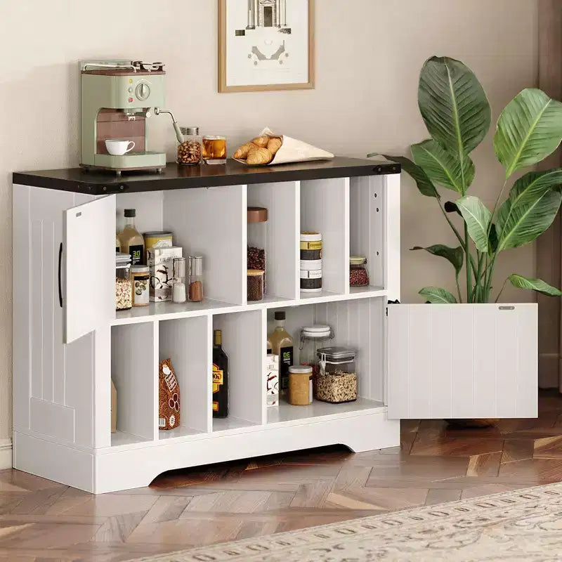 CuisinSmart 39'' Record Player Stand with Vinyl Storage Vinyl Record Storage Cabinet with 2 Barn Doors Up To 450 Albums for Living&Music Room