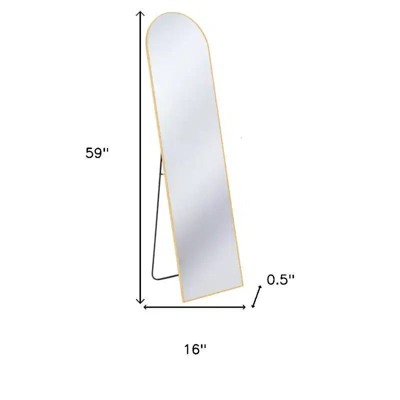 HomeRoots 59 Gold Metal Arch Freestanding and Wall Mount Framed Full Length Mirror