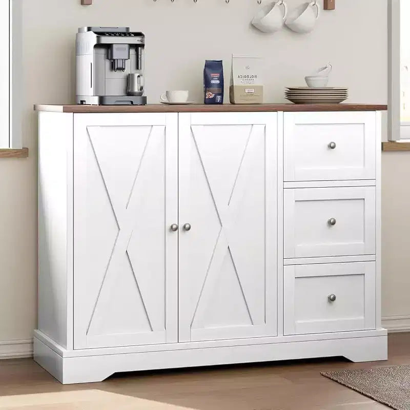 Buffet Cabinet with Doors Drawers Farmhouse Coffee Bar Sideboard