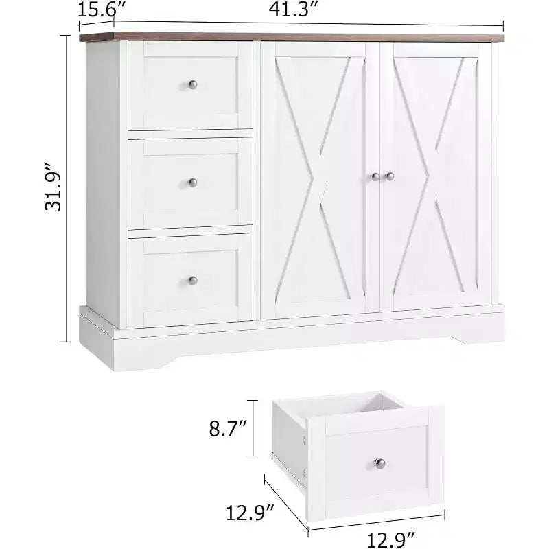 Buffet Cabinet with Doors Drawers Farmhouse Coffee Bar Sideboard