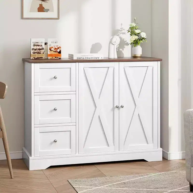 Buffet Cabinet with Doors Drawers Farmhouse Coffee Bar Sideboard