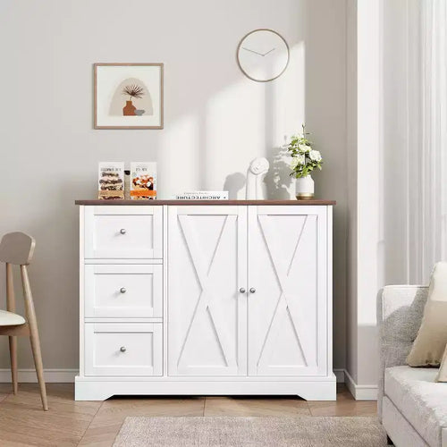 Buffet Cabinet with Doors Drawers Farmhouse Coffee Bar Sideboard