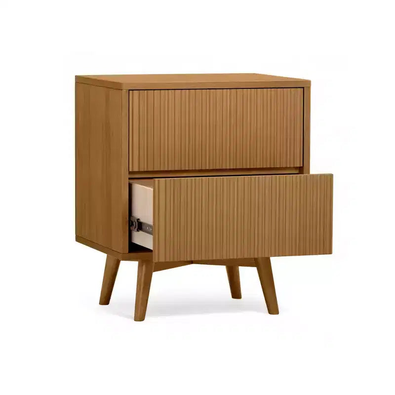 Teamson Home Tremolo Modern Boho 2-Drawer Nightstand with Solid Wood & Contemporary Fluted Fronts