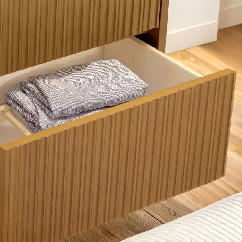 Teamson Home Tremolo Modern Boho 2-Drawer Nightstand with Solid Wood & Contemporary Fluted Fronts