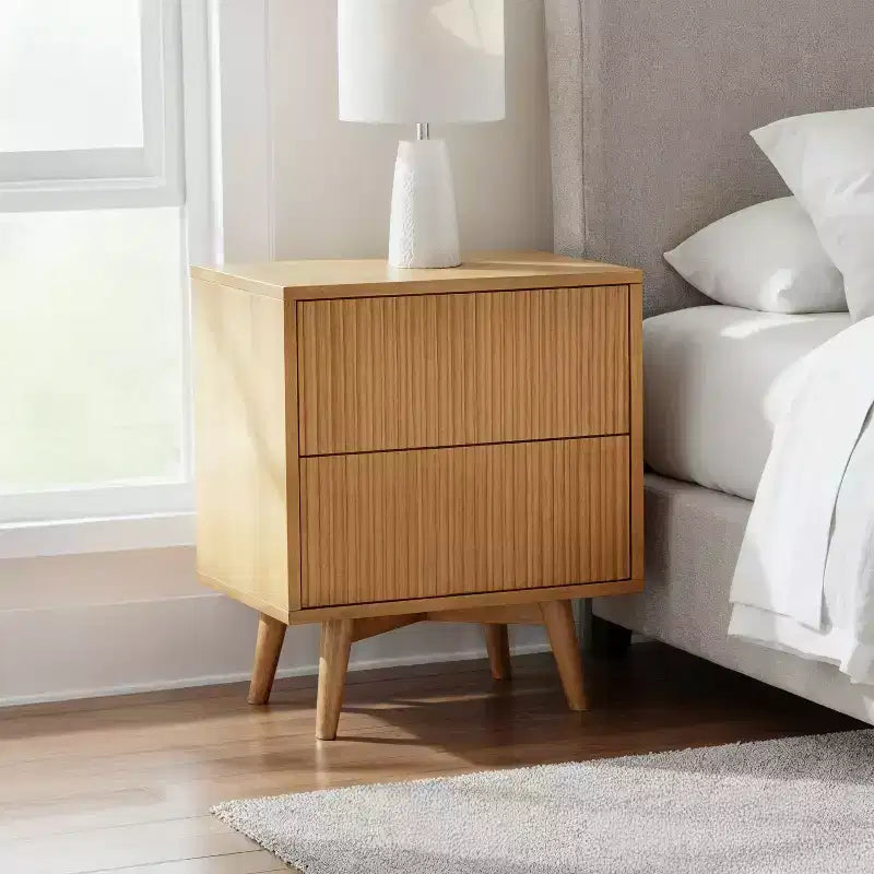Teamson Home Tremolo Modern Boho 2-Drawer Nightstand with Solid Wood & Contemporary Fluted Fronts