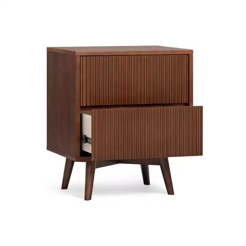 Teamson Home Tremolo Modern Boho 2-Drawer Nightstand with Solid Wood & Contemporary Fluted Fronts