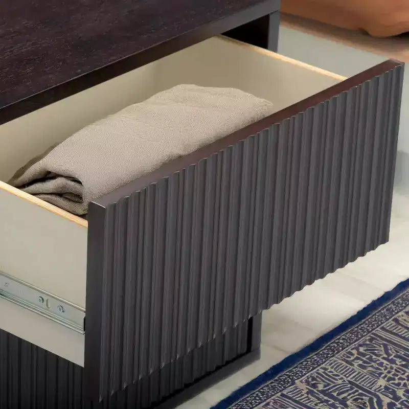 Teamson Home Tremolo Modern Boho 2-Drawer Nightstand with Solid Wood & Contemporary Fluted Fronts