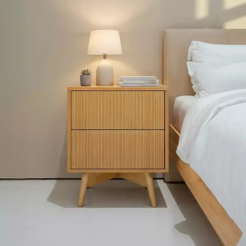 Teamson Home Tremolo Modern Boho 2-Drawer Nightstand with Solid Wood & Contemporary Fluted Fronts
