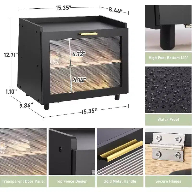 2-Layer Bamboo Bread Box with Acrylic Door Bread Storage Container for Kitchen Countertop Organizing Baguettes Pastries & Baked Goods