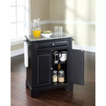 HomeStock Lafayette Granite Top Small Portable Rolling Kitchen Island Storage Cart Microwave Stand Black