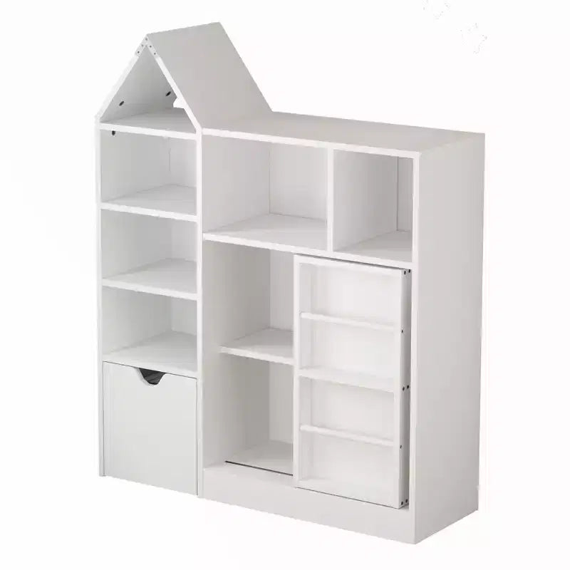 Kids Bookshelf with Movable Drawer 7 Storage Cubbies Bookcase Kids Storage Organizer Cabinet for Playroom Nursery Classroom