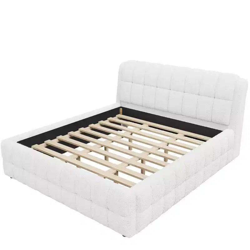 GDFStudio Morrison California King Size Upholstered Platform Bed with Headboard and Berber Fleece Frame