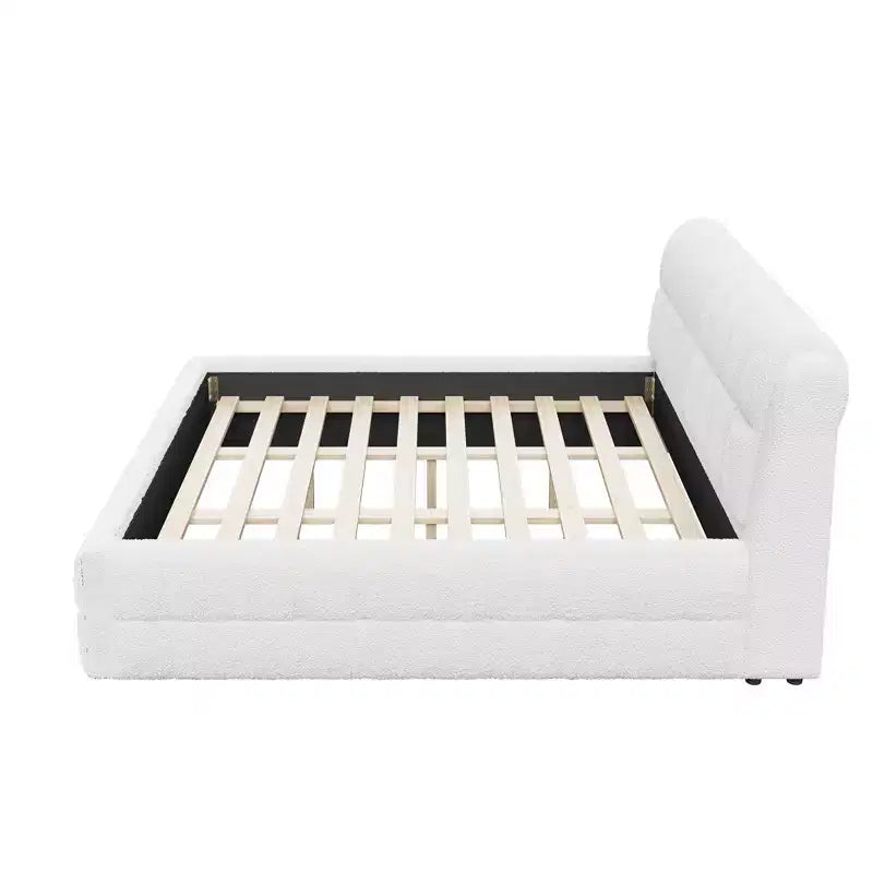 GDFStudio Morrison California King Size Upholstered Platform Bed with Headboard and Berber Fleece Frame