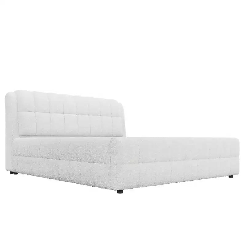 GDFStudio Morrison California King Size Upholstered Platform Bed with Headboard and Berber Fleece Frame