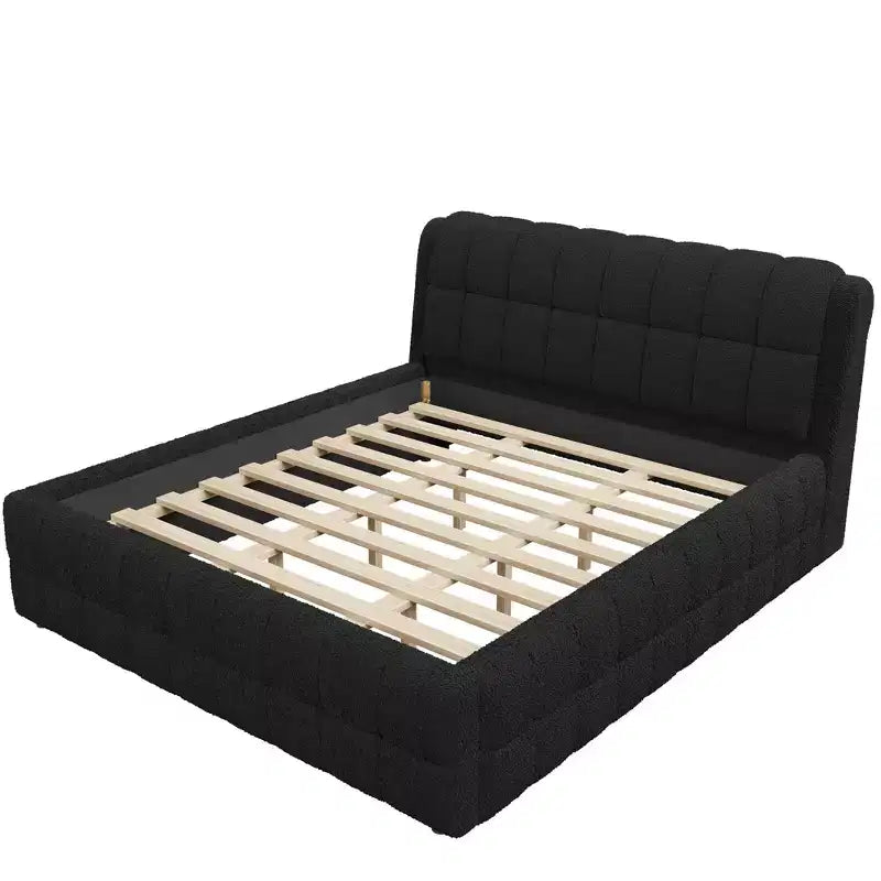 GDFStudio Morrison California King Size Upholstered Platform Bed with Headboard and Berber Fleece Frame