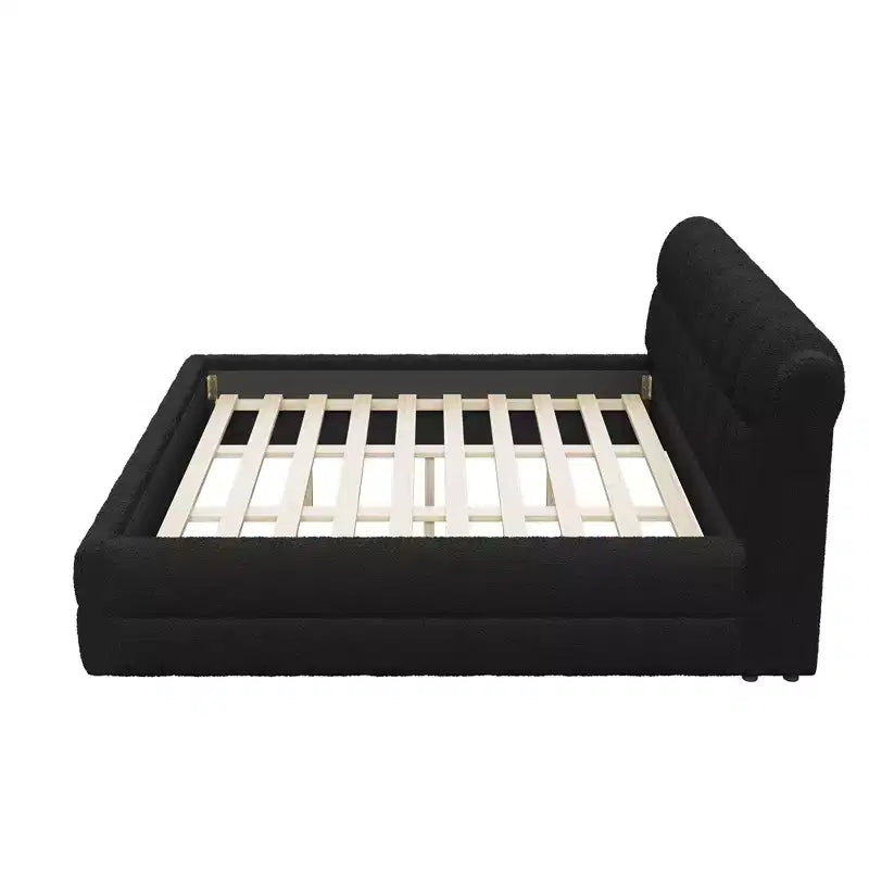 GDFStudio Morrison California King Size Upholstered Platform Bed with Headboard and Berber Fleece Frame