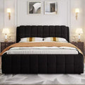 GDFStudio Morrison California King Size Upholstered Platform Bed with Headboard and Berber Fleece Frame