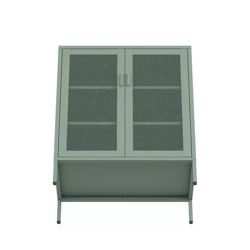 GDFStudio Rosalla Modern Metal Accent Cabinet with Mesh Doors and Adjustable Shelves