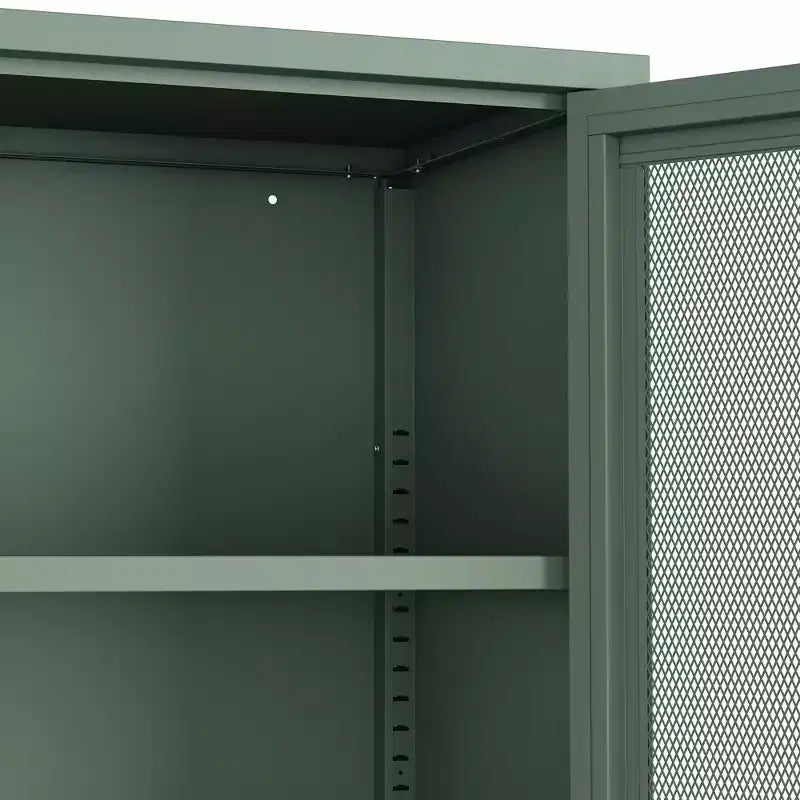 GDFStudio Rosalla Modern Metal Accent Cabinet with Mesh Doors and Adjustable Shelves