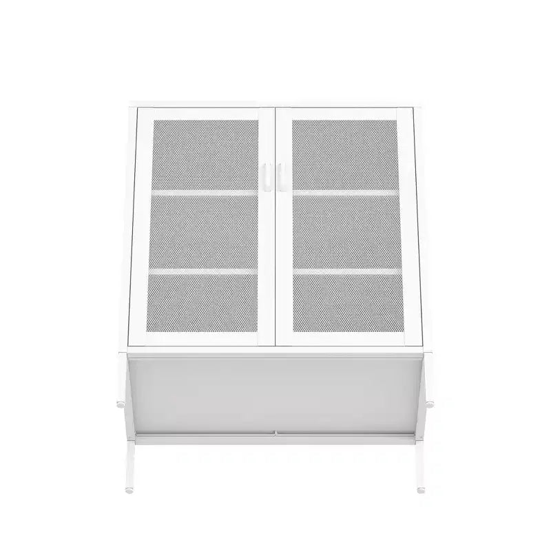 GDFStudio Rosalla Modern Metal Accent Cabinet with Mesh Doors and Adjustable Shelves