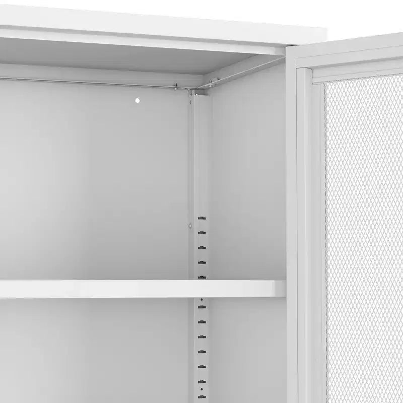 GDFStudio Rosalla Modern Metal Accent Cabinet with Mesh Doors and Adjustable Shelves
