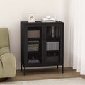 GDFStudio Rosalla Modern Metal Accent Cabinet with Mesh Doors and Adjustable Shelves