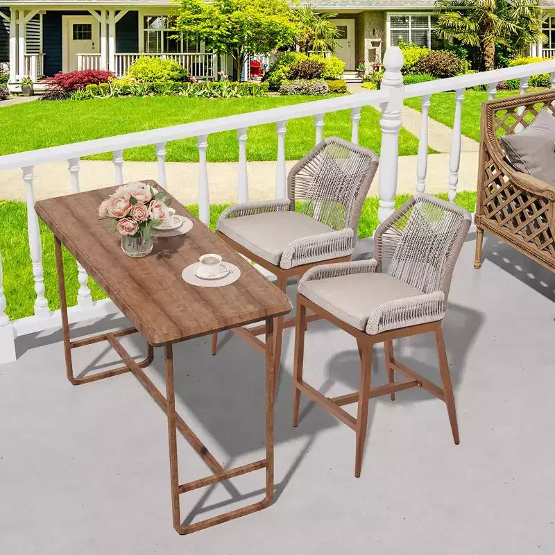 Counter Height Bar Stools Set of 2 Rattan Woven Barstools with Back and Arms